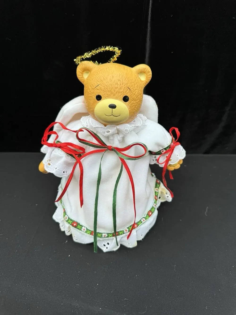 Enesco Lucy and Me Bear Angel Halo Christmas Tree Topper 1988 Ceramic Vintage 8”
